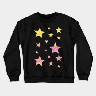 Pink Yellow Ombre Faux Glitter Stars Crewneck Sweatshirt